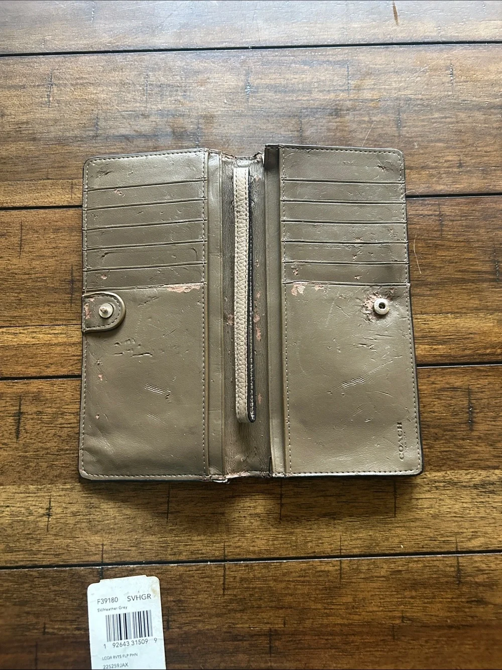 Coach Pebbled Leather Wristlet - Beige
